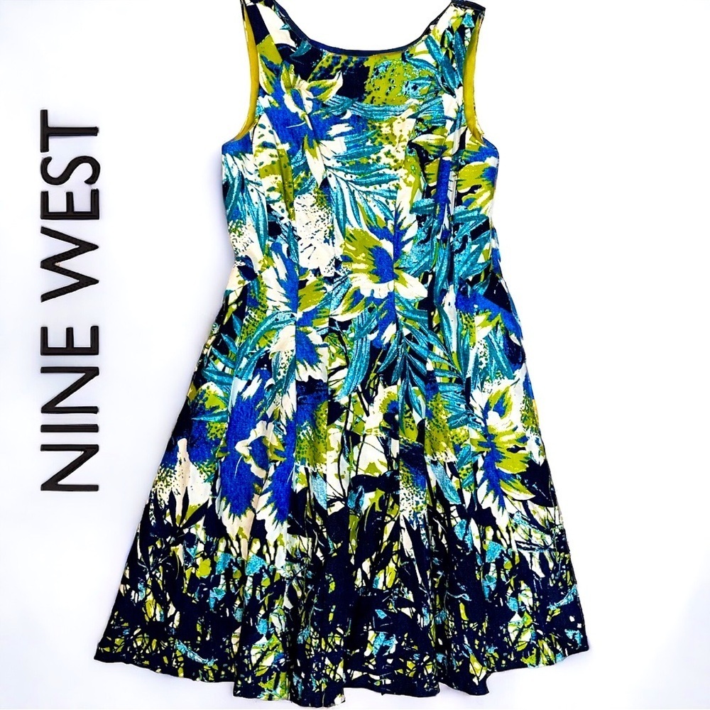 Nine West Vibrant Floral Fit & Flare Women’s Dress sz 6